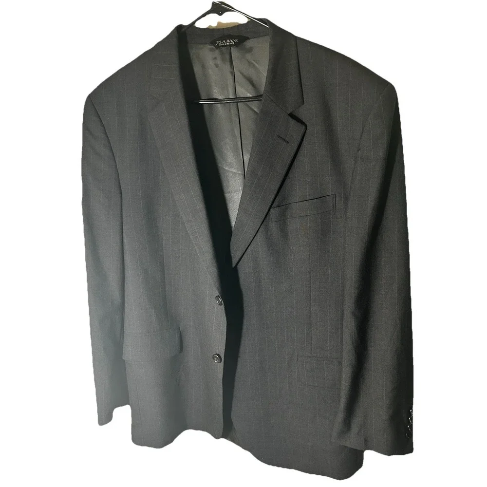 Jos A Bank 44R Charcoal Gray 100% Wool 2 Button Blazer Sport Coat‎ Mens